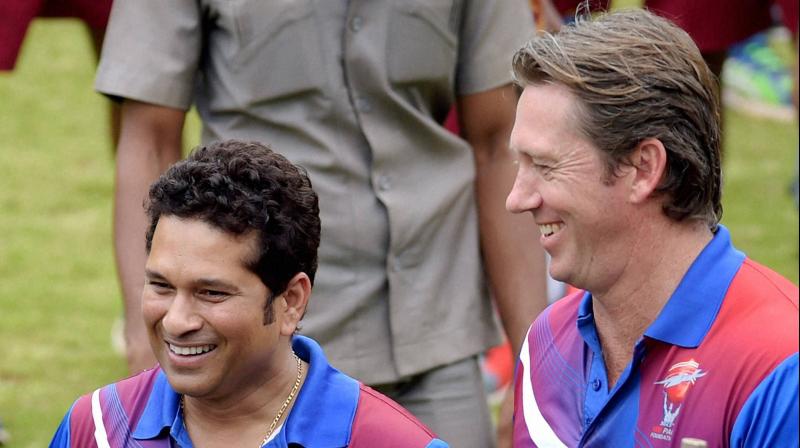 Sachin Tendulkar and Glenn McGrath at the MRF Pace Foundation in Chennai. PTI Photo Sachin Tendulkar and Glenn McGrath at the MRF Pace Foundation in Chennai. PTI Photo
