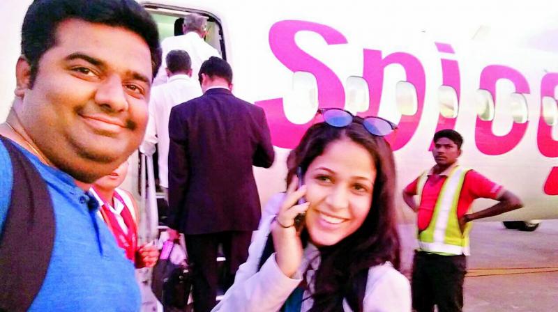 Lavanya Tripathi (right) with one of her managers Seetharam Lavanya Tripathi (right) with one of her managers Seetharam