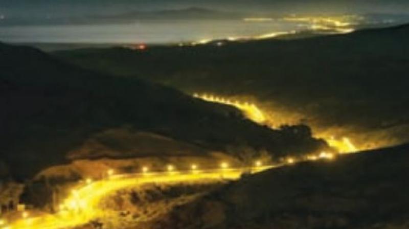 The picture with the caption 'Floodlighting along the Border' was published recently in the home ministry's annual report for 2016-17. (Photo: MHA.nic.in) The picture with the caption 'Floodlighting along the Border' was published recently in the home ministry's annual report for 2016-17. (Photo: MHA.nic.in)