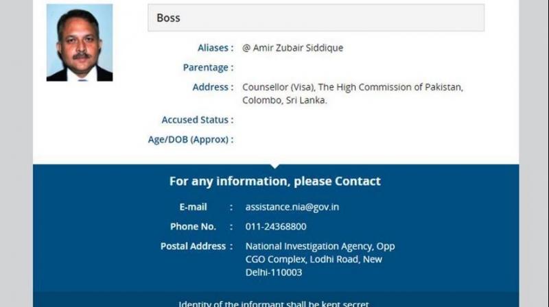 A document from the National Investigation Agency which accuses Pakistani diplomat Amir Zubair Siddique of conspiracy and terrorism. (Screengrab from NIA website) A document from the National Investigation Agency which accuses Pakistani diplomat Amir Zubair Siddique of conspiracy and terrorism. (Screengrab from NIA website)