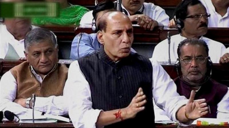In the Lok Sabha, Rajnath Singh said since there were prohibitory orders in Assam, state officials had 'requested' TMC MPs to return from the airport itself. (Photo: File | ANI) In the Lok Sabha, Rajnath Singh said since there were prohibitory orders in Assam, state officials had 'requested' TMC MPs to return from the airport itself. (Photo: File | ANI)