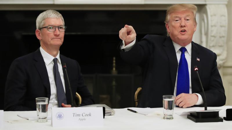 He said 'We appreciate it very much, Tim Apple.' (Photo:AP) He said 'We appreciate it very much, Tim Apple.' (Photo:AP)