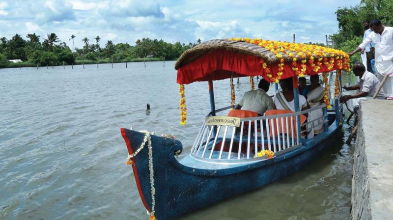 The shikara boat that can accommodate up to ten people being readied at Kakkathuruth. DC The shikara boat that can accommodate up to ten people being readied at Kakkathuruth. DC