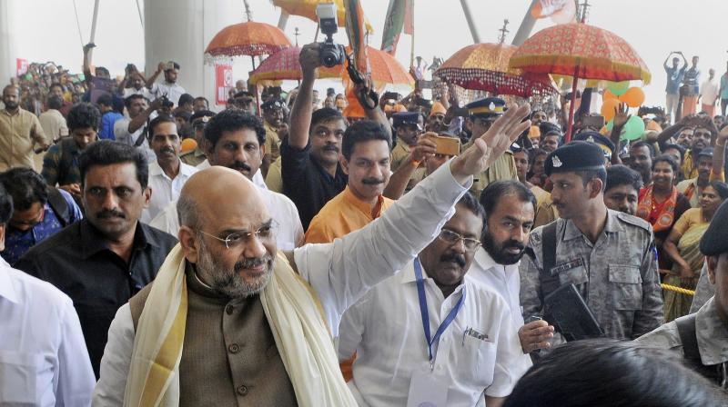 Amit Shah's wish comes days after he declared BJP's full support to protestors against Kerala govt's move to implement Supreme Court order lifting ban on entry of menstruating women. (Photo: File | PTI) Amit Shah's wish comes days after he declared BJP's full support to protestors against Kerala govt's move to implement Supreme Court order lifting ban on entry of menstruating women. (Photo: File | PTI)