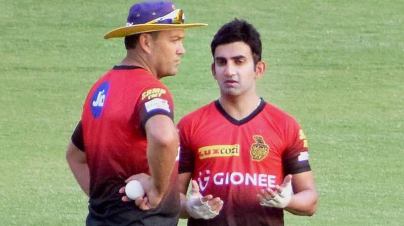 Kolkata Knight Riders coach Jacques Kallis and captain Gautam Gambhir during their team's practice session. (Photo: PTI) Kolkata Knight Riders coach Jacques Kallis and captain Gautam Gambhir during their team's practice session. (Photo: PTI)