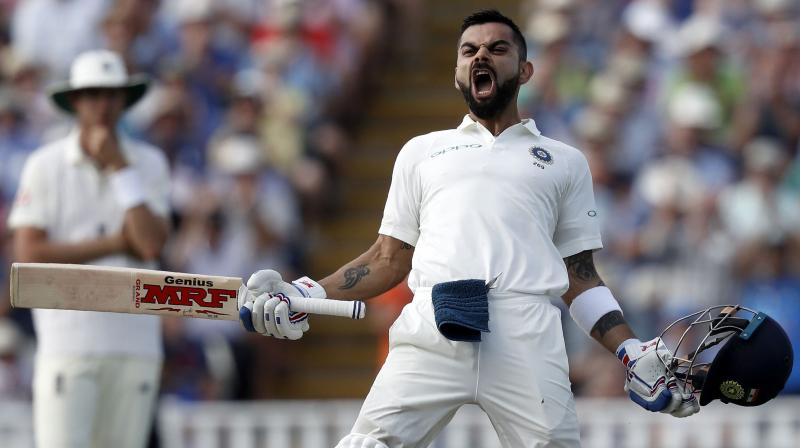 Kohli, who recently scaled to number one ranking in the Test cricket, has been in outstanding form, a glimpse of which was seen during the first Test of the ongoing five-match series against England in Edgbaston. (Photo: AFP) Kohli, who recently scaled to number one ranking in the Test cricket, has been in outstanding form, a glimpse of which was seen during the first Test of the ongoing five-match series against England in Edgbaston. (Photo: AFP)