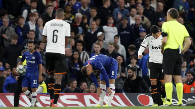 Valencia spoiled Frank Lampard’s managerial debut in the Champions League by earning a morale-boosting 1-0 win at Chelsea on Tuesday after Ross Barkley spurned a chance to equalise by missing from the penalty spot. (Photo:AP) Valencia spoiled Frank Lampard’s managerial debut in the Champions League by earning a morale-boosting 1-0 win at Chelsea on Tuesday after Ross Barkley spurned a chance to equalise by missing from the penalty spot. (Photo:AP)