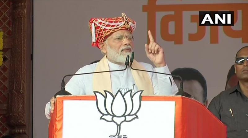 Hitting out at the Congress-NCP, Modi said the two parties opposed decisions taken in the interest of national security and national integration. (Photo: ANI) Hitting out at the Congress-NCP, Modi said the two parties opposed decisions taken in the interest of national security and national integration. (Photo: ANI)
