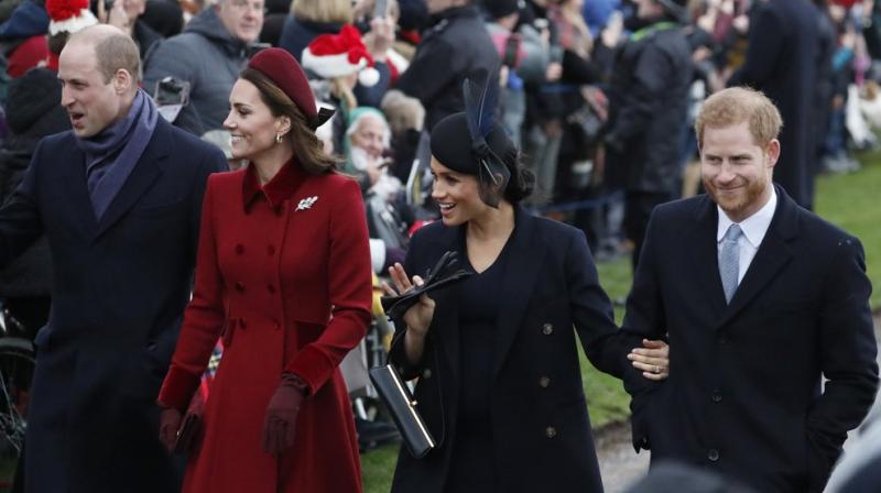 File photo from Dec.25 2019 shows Britain's Prince William, left, Kate, Duchess of Cambridge, second left, Meghan Duchess of Sussex and Prince Harry, right, arrive to attend the Christmas day service at St Mary Magdalene Church in Sandringham in Norfolk, England. AP photo File photo from Dec.25 2019 shows Britain's Prince William, left, Kate, Duchess of Cambridge, second left, Meghan Duchess of Sussex and Prince Harry, right, arrive to attend the Christmas day service at St Mary Magdalene Church in Sandringham in Norfolk, England. AP photo
