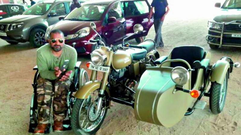 Lalithkumar Natarajan will ride from Kanyakumari to Khardung La on his customised bike. Lalithkumar Natarajan will ride from Kanyakumari to Khardung La on his customised bike.