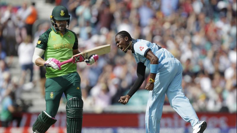 Archer’s World Cup debut, where he picked up three wickets in England’s 104-run victory over South Africa, was among the early tournament highlights after he was fast-tracked into the hosts’ one-day international setup. (Photo: AP/PTI) Archer’s World Cup debut, where he picked up three wickets in England’s 104-run victory over South Africa, was among the early tournament highlights after he was fast-tracked into the hosts’ one-day international setup. (Photo: AP/PTI)