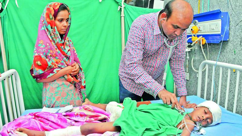 Saqlain Ali, 6, was rushed to the Gandhi Hospital for treatment. His condition has stabilised. (Photo: DC) Saqlain Ali, 6, was rushed to the Gandhi Hospital for treatment. His condition has stabilised. (Photo: DC)