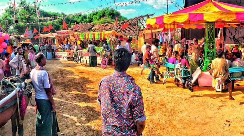 A still from the sets of Rangasthalam A still from the sets of Rangasthalam