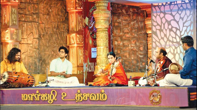 Eminent violinist A. Kanyakumari performing at Margazhi festival organised by Jaya TV at Kumararaja Muthiah Hall, Chettinad Vidyashram School campus, R.A. Puram. (Photo: DC) Eminent violinist A. Kanyakumari performing at Margazhi festival organised by Jaya TV at Kumararaja Muthiah Hall, Chettinad Vidyashram School campus, R.A. Puram. (Photo: DC)