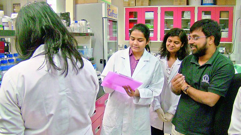 Dr Sathees Raghavan and his team of researchers at Department of Biochemistry, Indian Institute of Science, Bengaluru. Dr Sathees Raghavan and his team of researchers at Department of Biochemistry, Indian Institute of Science, Bengaluru.