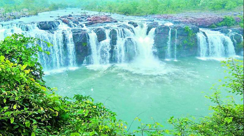 The water fall located near Veerabhadravaram village in Bhupalpally. The water fall located near Veerabhadravaram village in Bhupalpally.
