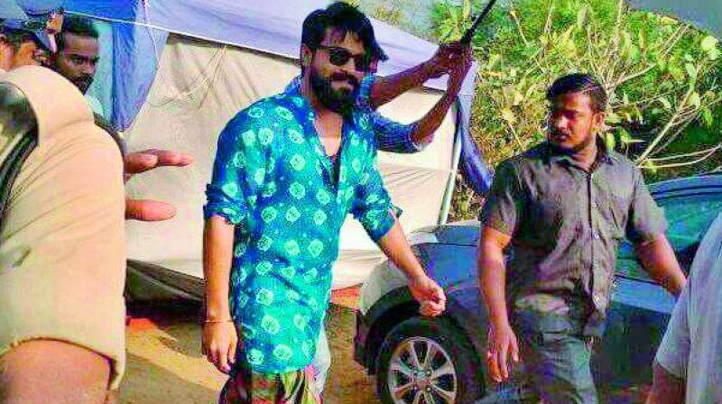 Ram Charan on the film sets Ram Charan on the film sets