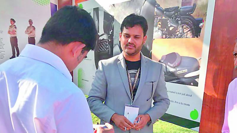 Co-founder of Fego, Mr Kolli Madhav Reddy explains their product to Israeli members at the inauguration of iCreate centre in Gujarat recently. Co-founder of Fego, Mr Kolli Madhav Reddy explains their product to Israeli members at the inauguration of iCreate centre in Gujarat recently.