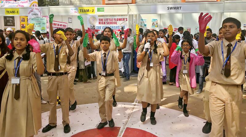 Students stage a street play to highlight civic issues at Nagarika Utsava at Mount Carmel College in Bengaluru on Wednesday (Photo:DC) Students stage a street play to highlight civic issues at Nagarika Utsava at Mount Carmel College in Bengaluru on Wednesday (Photo:DC)