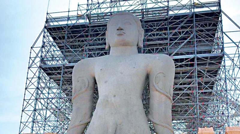 Scaffolding readied for Mahamasthakabhishekha of Bahubali at Shravanabelagola in Hassan in February. (Photo:DC) Scaffolding readied for Mahamasthakabhishekha of Bahubali at Shravanabelagola in Hassan in February. (Photo:DC)
