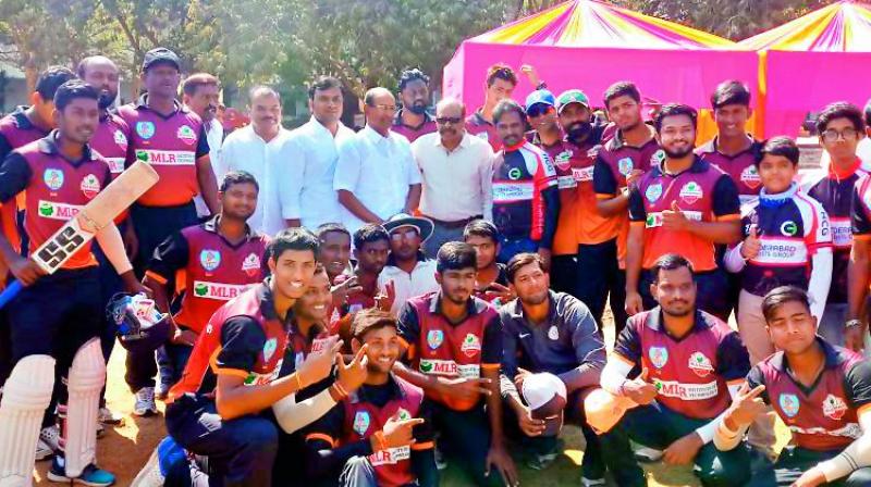 MLR Royals Mahbubnagar pose after defeating Kakatiya Kings in their Telangana T20 League match. MLR Royals Mahbubnagar pose after defeating Kakatiya Kings in their Telangana T20 League match.