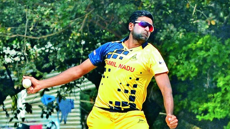 R. Ashwin bowls against Gujarat in the Vijay Hazare Trophy. (Photo:E.K. Sanjay) R. Ashwin bowls against Gujarat in the Vijay Hazare Trophy. (Photo:E.K. Sanjay)