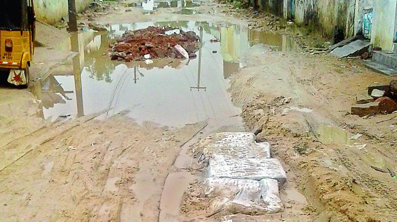 Locals of Premnagar, Hafeezpet face inconvenience as the main road in a bad shape. Locals of Premnagar, Hafeezpet face inconvenience as the main road in a bad shape.