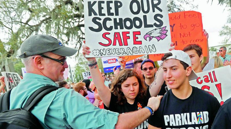 Student survivors from Marjory Stoneman Douglas High School arrive at a rally for gun control reform in Tallahassee, Florida, on Thursday. (Photo:AP) Student survivors from Marjory Stoneman Douglas High School arrive at a rally for gun control reform in Tallahassee, Florida, on Thursday. (Photo:AP)