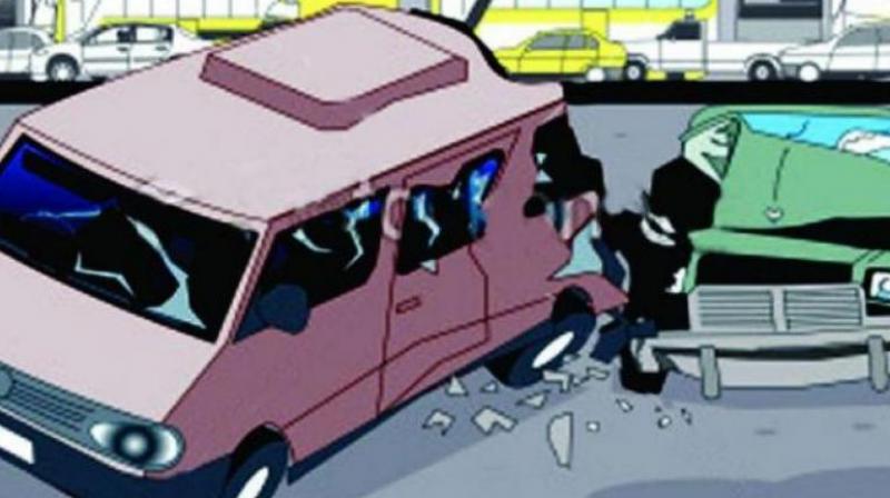 Due to over speeding, the vehicle jumped over the road divider and rammed into the car coming in the opposite direction. (Representational Image) Due to over speeding, the vehicle jumped over the road divider and rammed into the car coming in the opposite direction. (Representational Image)