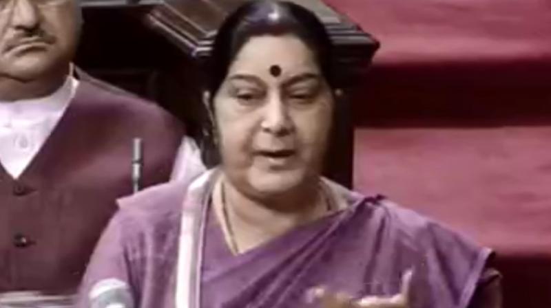 Sushma Swaraj on Thursday said in Rajya Sabha that there is no controversy in the matter, except in minds of the opposition party leaders. (Photo: File) Sushma Swaraj on Thursday said in Rajya Sabha that there is no controversy in the matter, except in minds of the opposition party leaders. (Photo: File)