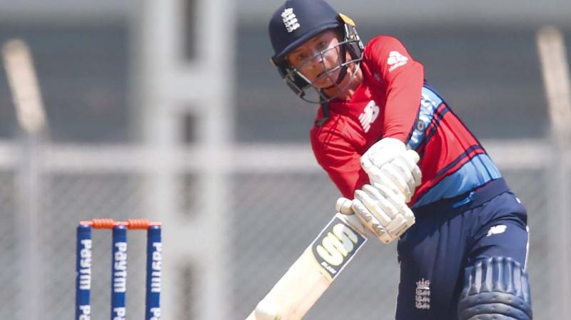 England’s Danielle Wyatt in action in their women’s Twenty20 tri-series match against India at the Brabourne Stadium in Mumbai. (Photo: AFP) England’s Danielle Wyatt in action in their women’s Twenty20 tri-series match against India at the Brabourne Stadium in Mumbai. (Photo: AFP)