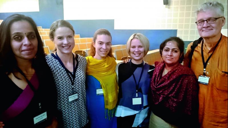 Left to right: Prof Vinoo Alluri, Prof Jonna Vuoskoski, Dr Iballa Burunat, Prof Suvi Saarikallio, Dr Shantala Hegde and Prof Petri Toiviainen Left to right: Prof Vinoo Alluri, Prof Jonna Vuoskoski, Dr Iballa Burunat, Prof Suvi Saarikallio, Dr Shantala Hegde and Prof Petri Toiviainen