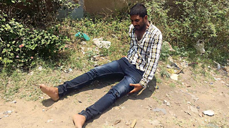 Charan Raj, the injured rowdy Charan Raj, the injured rowdy