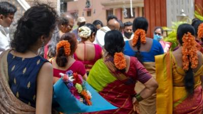Only 13 auspicious muhurats are available in August and hence majority of families are performing marriages of their children following Corona protocol fearing a third wave in the coming days. (Representational Image/AFP)