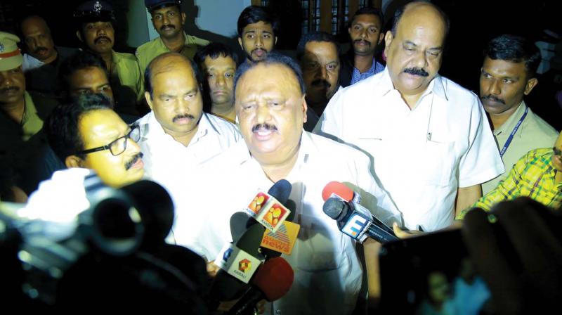 Transport Minister Thomas Chandy speaks to media at his residence in Kochi on Tuesday. (Photo: DC) Transport Minister Thomas Chandy speaks to media at his residence in Kochi on Tuesday. (Photo: DC)