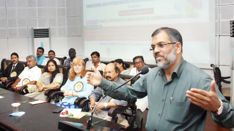 Calicut University vice-chancellor Dr K. Muhammed Basheer addresses the seminar on learning disability on the varsity campus on Friday.(Photo: DC) Calicut University vice-chancellor Dr K. Muhammed Basheer addresses the seminar on learning disability on the varsity campus on Friday.(Photo: DC)