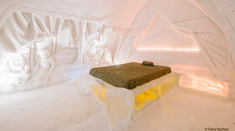 Hotel de Glace is North America's only hotel made entirely out of snow. Photo Credit: All Images Provided by Hotel de Glace. © Dany Vachon Hotel de Glace is North America's only hotel made entirely out of snow. Photo Credit: All Images Provided by Hotel de Glace. © Dany Vachon