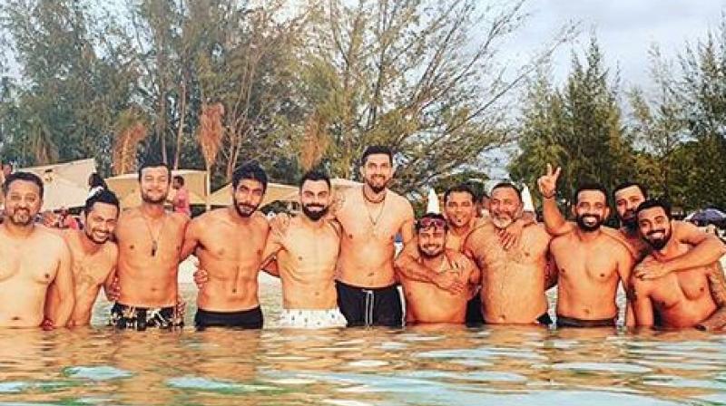 Kohli shared a picture on Wednesday in which team members can be seen spending some leisure moments at Antigua's famous Jolly Beach. (Photo: Virat Kohli/Instagram) Kohli shared a picture on Wednesday in which team members can be seen spending some leisure moments at Antigua's famous Jolly Beach. (Photo: Virat Kohli/Instagram)