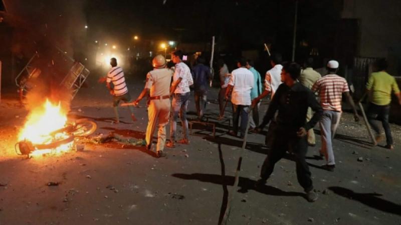 Rioters hurl stones and sticks during a communal riot that escalated due to clamping illegal water connection in a religious place in Moti Karanja area of Aurangabad. (photo: PTI) Rioters hurl stones and sticks during a communal riot that escalated due to clamping illegal water connection in a religious place in Moti Karanja area of Aurangabad. (photo: PTI)