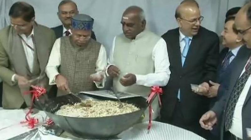 Halwa Ceremony was held today in North Block, New Delhi to mark the Ceremonial beginning of printing of Budget 2019. (Photo: ANI) Halwa Ceremony was held today in North Block, New Delhi to mark the Ceremonial beginning of printing of Budget 2019. (Photo: ANI)
