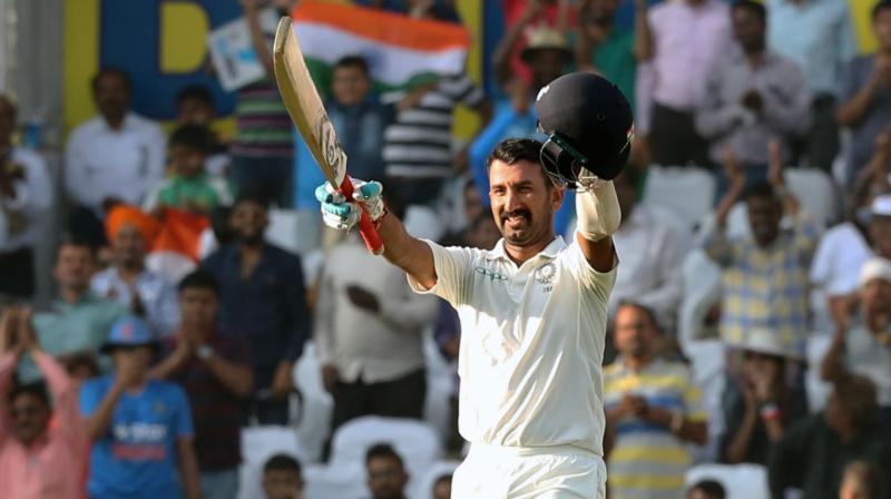 India's middle-order batsman Cheteshwar Pujara improved a place to grab the third spot in the latest ICC Test Player Rankings here on Tuesday.(Photo: BCCI) India's middle-order batsman Cheteshwar Pujara improved a place to grab the third spot in the latest ICC Test Player Rankings here on Tuesday.(Photo: BCCI)