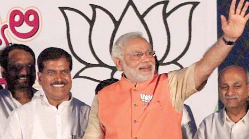Belagavi MP Suresh Angadi with PM Narendra Modi Belagavi MP Suresh Angadi with PM Narendra Modi