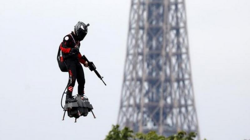 Zapata, who invented the first functional hover board, was given a USD 1.47 million grant by the French military last year for the development of an aeronautical micro-jet engine, according to Russian television network, RT. (Photo: Screengrab) Zapata, who invented the first functional hover board, was given a USD 1.47 million grant by the French military last year for the development of an aeronautical micro-jet engine, according to Russian television network, RT. (Photo: Screengrab)
