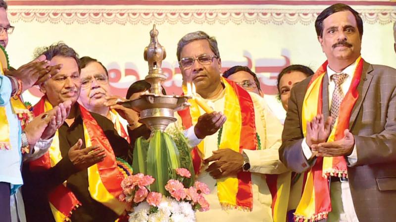 CM Siddaramaiah inaugurates 82nd All India Kannada Sahitya Sammelana in Raichur on Friday. (Photo: DC) CM Siddaramaiah inaugurates 82nd All India Kannada Sahitya Sammelana in Raichur on Friday. (Photo: DC)