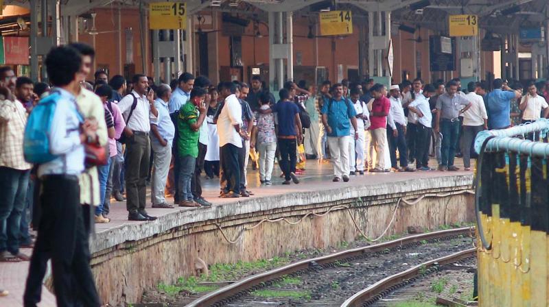 Distraught passengers at Kozhikode railway station platform after trains were late for hours following the derailment in Shornur. Distraught passengers at Kozhikode railway station platform after trains were late for hours following the derailment in Shornur.