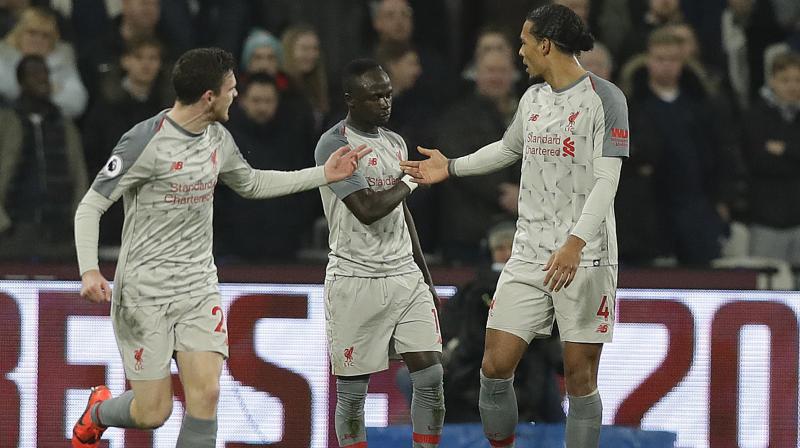Liverpool is still top of the English Premier League by three points despite being held 1-1 by West Ham on Monday after also drawing with Leicester in the previous game. (Photo: AP) Liverpool is still top of the English Premier League by three points despite being held 1-1 by West Ham on Monday after also drawing with Leicester in the previous game. (Photo: AP)