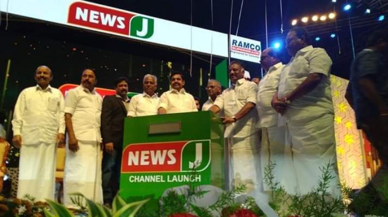 Tamil Nadu CM K Palanisamy and his deputy O Panneerselvam launched mouthpiece, two months after the logo, website and app for News J were unveiled. (Photo: Twitter | @AIADMKOfficial) Tamil Nadu CM K Palanisamy and his deputy O Panneerselvam launched mouthpiece, two months after the logo, website and app for News J were unveiled. (Photo: Twitter | @AIADMKOfficial)