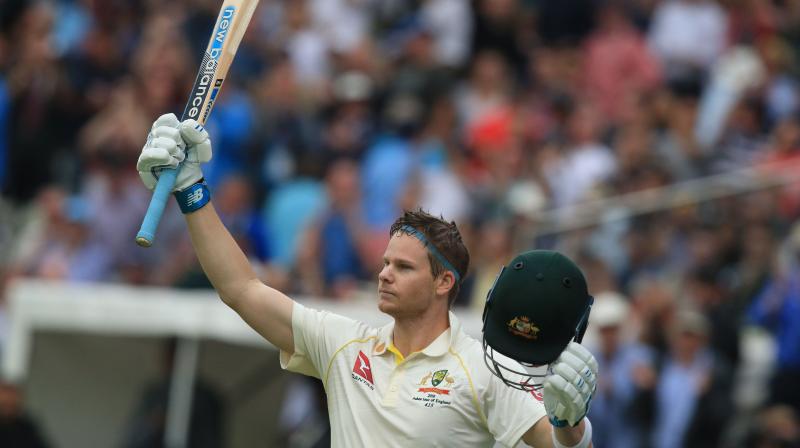 Jeered by a hostile Edgbaston crowd throughout the opening day of the first test, Steve Smith’s brilliant 144 dragged his side from a position of peril to the safety of 284 all out, with England 10 for no loss in reply by stumps on Thursday. (Photo:AFP) Jeered by a hostile Edgbaston crowd throughout the opening day of the first test, Steve Smith’s brilliant 144 dragged his side from a position of peril to the safety of 284 all out, with England 10 for no loss in reply by stumps on Thursday. (Photo:AFP)