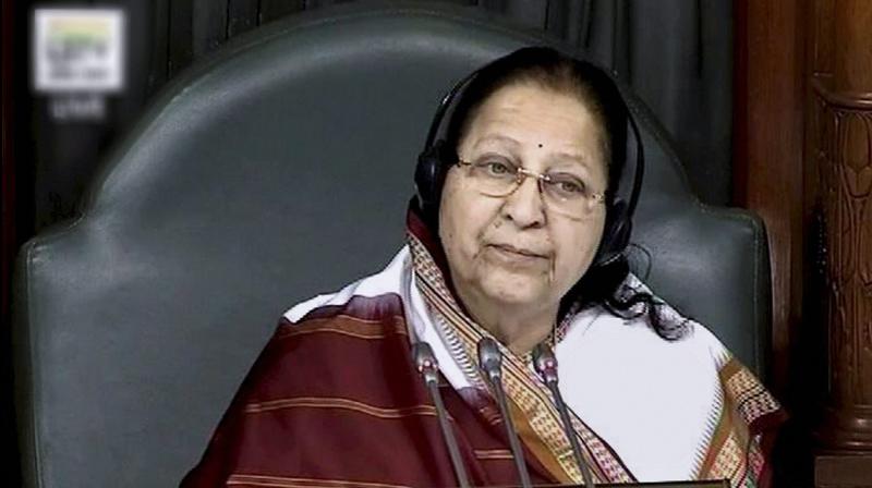 Speaker Sumitra Mahajan in the Lok Sabha in New Delhi. (Photo: PTI) Speaker Sumitra Mahajan in the Lok Sabha in New Delhi. (Photo: PTI)
