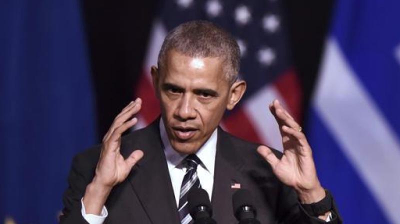 US President Barack Obama gestures as he speaks at the Niarchos foundation in Athens on Wednesday. (Photo: AFP) US President Barack Obama gestures as he speaks at the Niarchos foundation in Athens on Wednesday. (Photo: AFP)